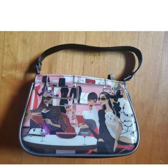 Alcantara Makeup Cosmetic Bag Pink Multi Patent Leather Style 8 X 6 - Picture 10 of 10